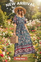 Elegant Retro Halter Neck Deep V Backless Long Dress for Women | 2D Print, Elastic Waistband, Suitable for Beach Vacations, Parties, and Dates
