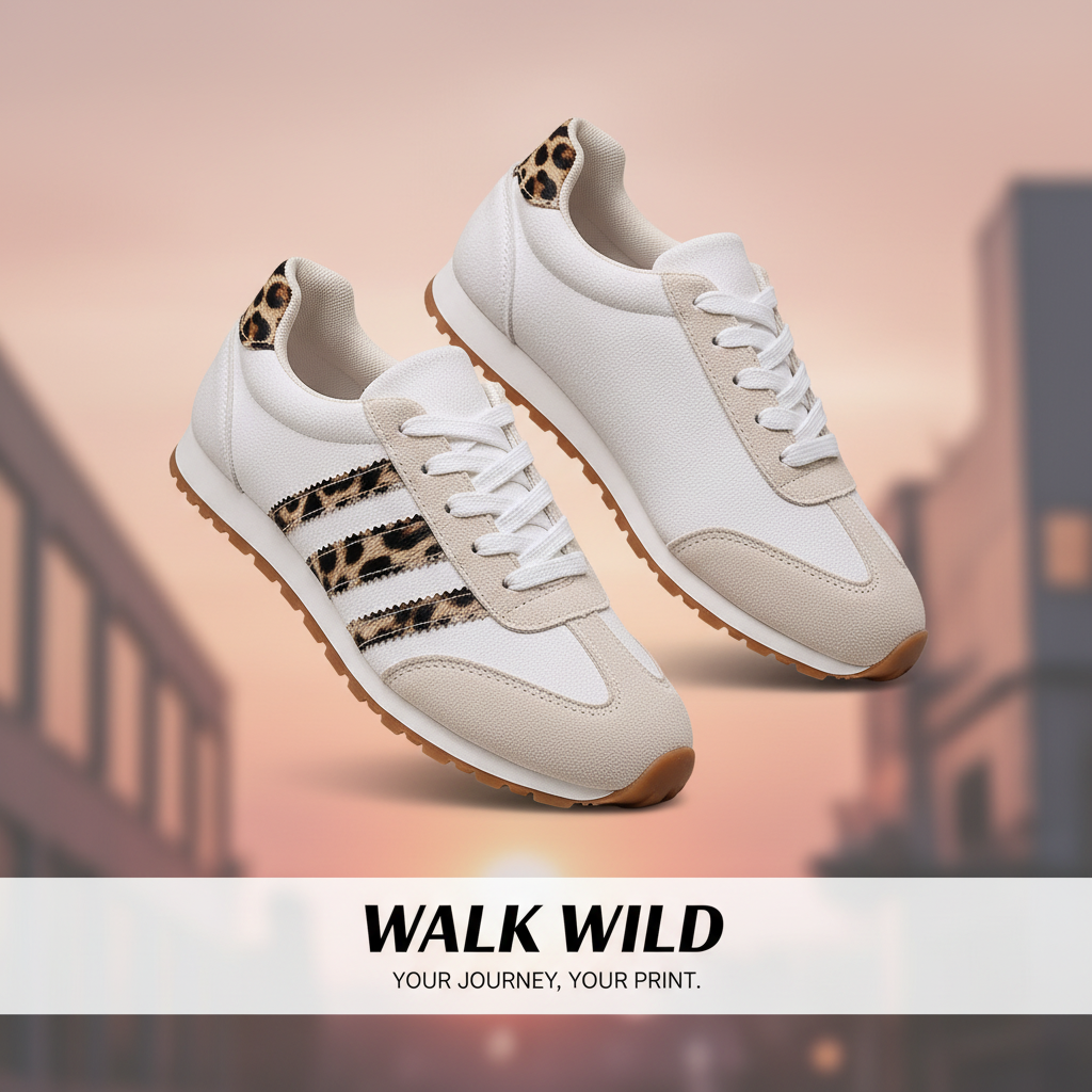 Item No.: 166-51 Leopard Print Women's Casual Shoes, Available in 11 Sizes, Casual and Fashionable Women's Shoes - Comfortable and Stylish Low-top Sneakers, Round Toe, Breathable Lining, Wear-resistant TPR Sole, Insole Suitable for All Seasons