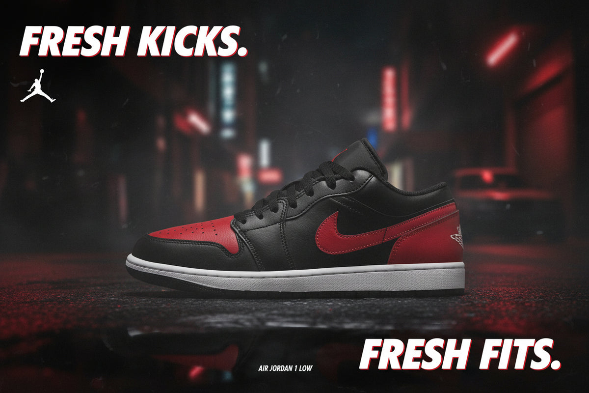 Men's Jordan 1 Low Black/Varsity Red-Summit White (553558 067) - 11.5
