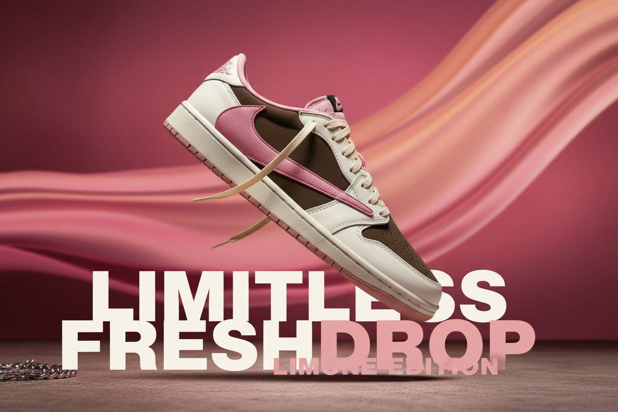 Travis Scott x Jordan Air Jordan 1 Hooked 7.0 LOW Track Hand-painted Graffiti Stylish and Comfortable Small-Sized Low-top Retro Basketball Shoe Men's and Women's Version Pink Brown