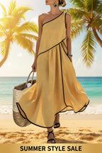 Trendy Sleeveless Long Dresses for Women Featuring a Sexy V-Neck Halterneck Design with Polka Dots, Perfect for Summer Daily Wear Or Beach Vacations