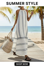 Trendy Sleeveless Long Dresses for Women Featuring a Sexy V-Neck Halterneck Design with Polka Dots, Perfect for Summer Daily Wear Or Beach Vacations