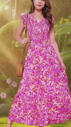 Casual Summer Dresses for Women Featuring Cap Sleeves, a V-Neck, Smocked Design, Floral Patterns, Ruffles, And a Tiered Flowy Style, Perfect for The Beach