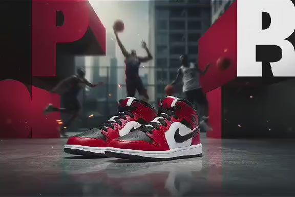 Little Kid's Jordan 1 Mid Black/Black-Gym Red (640734 069)