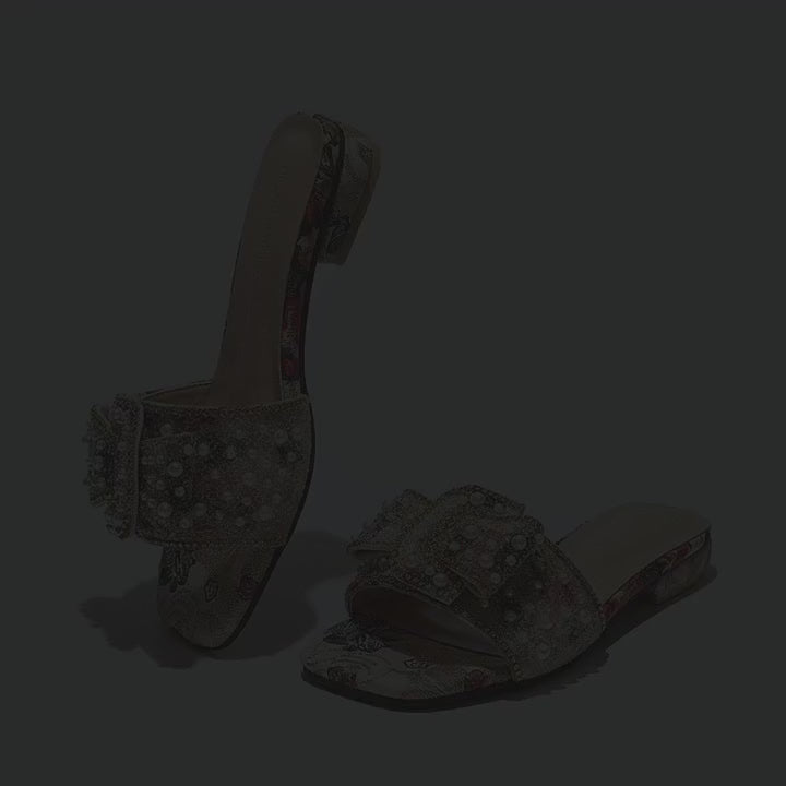 2026 Summer New Low-Heel Women's Slippers, Bow Open-Toe Sandals, Fashionable Summer Slippers, Women Shoes