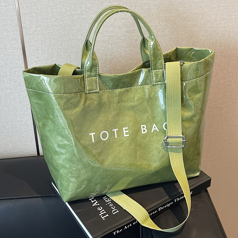 WomenS Fashion Retro Glossy Design Shoulder Bag Letter Combination Adjustable Strap Large Capacity Body Bag Summer Vacation Travel Beach Bag MultiFunctional Handbag Versatile Preference Style Shopping And Outing Perfect Choice Spacious Shoulder