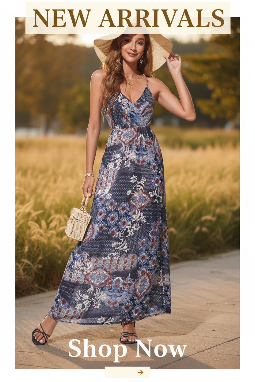 Trendy Sleeveless Long Dresses for Women Featuring a Sexy V-Neck Halterneck Design with Polka Dots, Perfect for Summer Daily Wear Or Beach Vacations