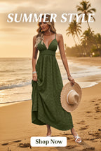 Trendy Sleeveless Long Dresses for Women Featuring a Sexy V-Neck Halterneck Design with Polka Dots, Perfect for Summer Daily Wear Or Beach Vacations