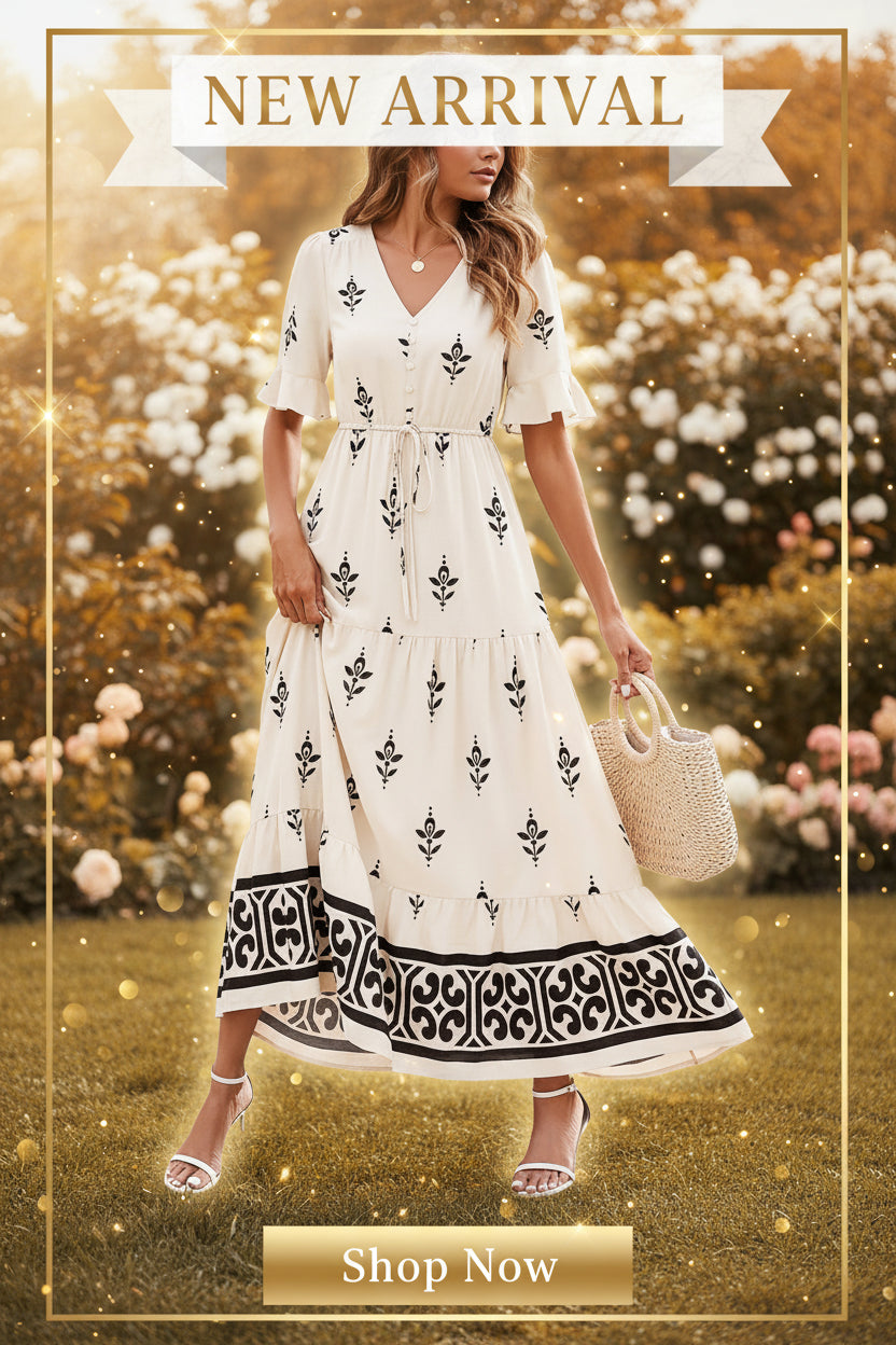 Elegant Retro Halter Neck Deep V Backless Long Dress for Women | 2D Print, Elastic Waistband, Suitable for Beach Vacations, Parties, and Dates