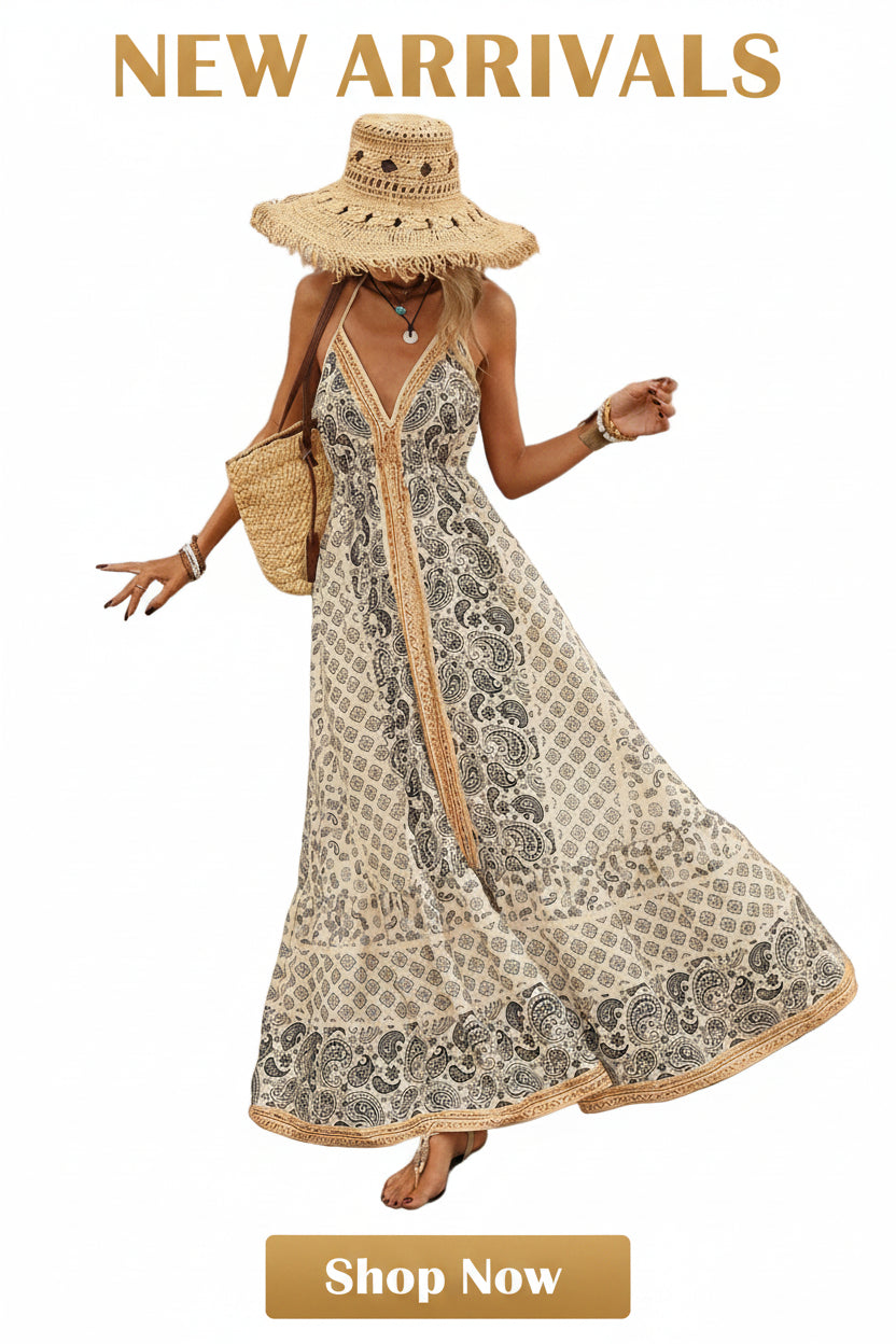 Trendy Sleeveless Long Dresses for Women Featuring a Sexy V-Neck Halterneck Design with Polka Dots, Perfect for Summer Daily Wear Or Beach Vacations